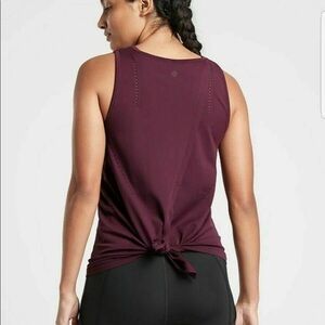 Athleta Foothill Tank Black Seamless Tie Back Mesh Yoga Top